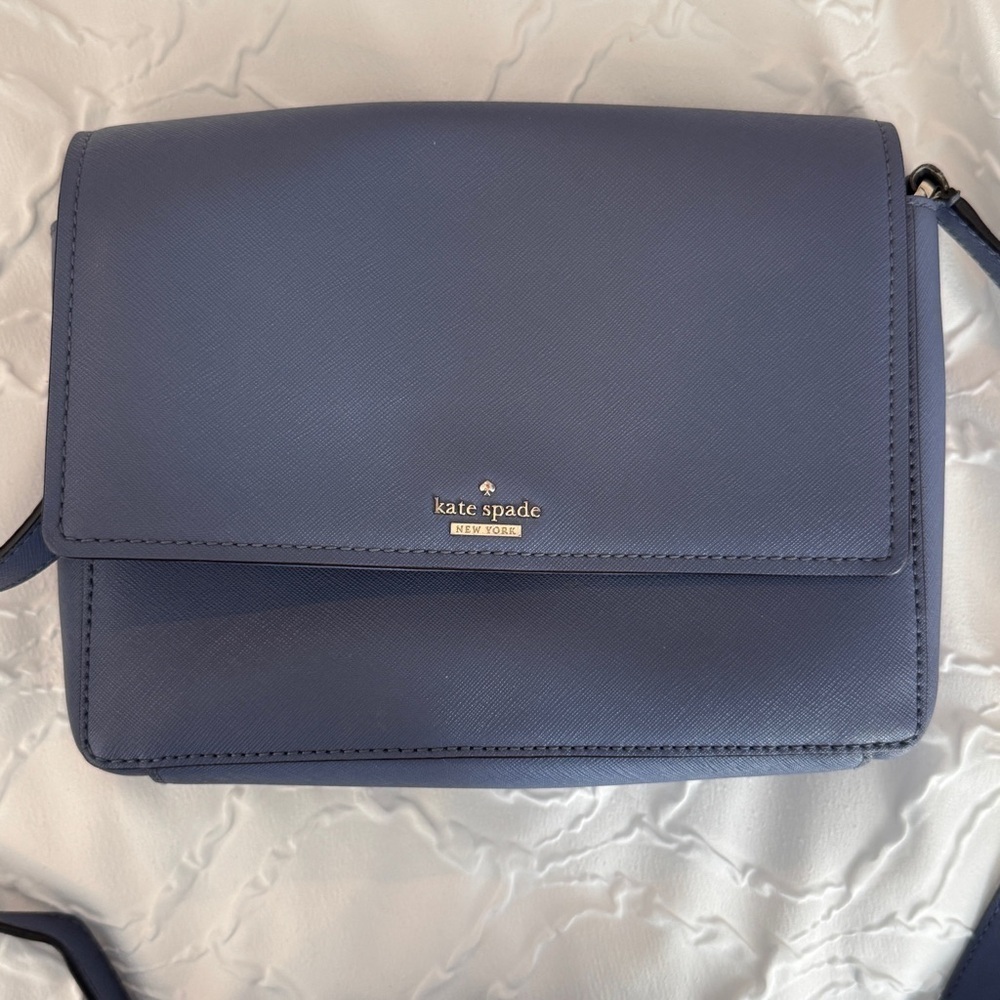 Kate Spade Blue Crossbody Classic Flap Purse Handbag Bag - Picture 11 of 16